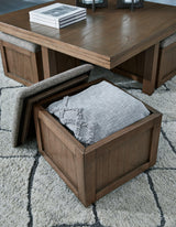 Boardernest Brown Coffee Table with 4 Stools by Ashley at Eve Furniture