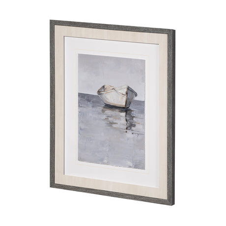 Boat on the Horizon I by Ethan Harper Hand Embellished Textured Framed Art Print Matted under Glass by Mercana at Eve Furniture