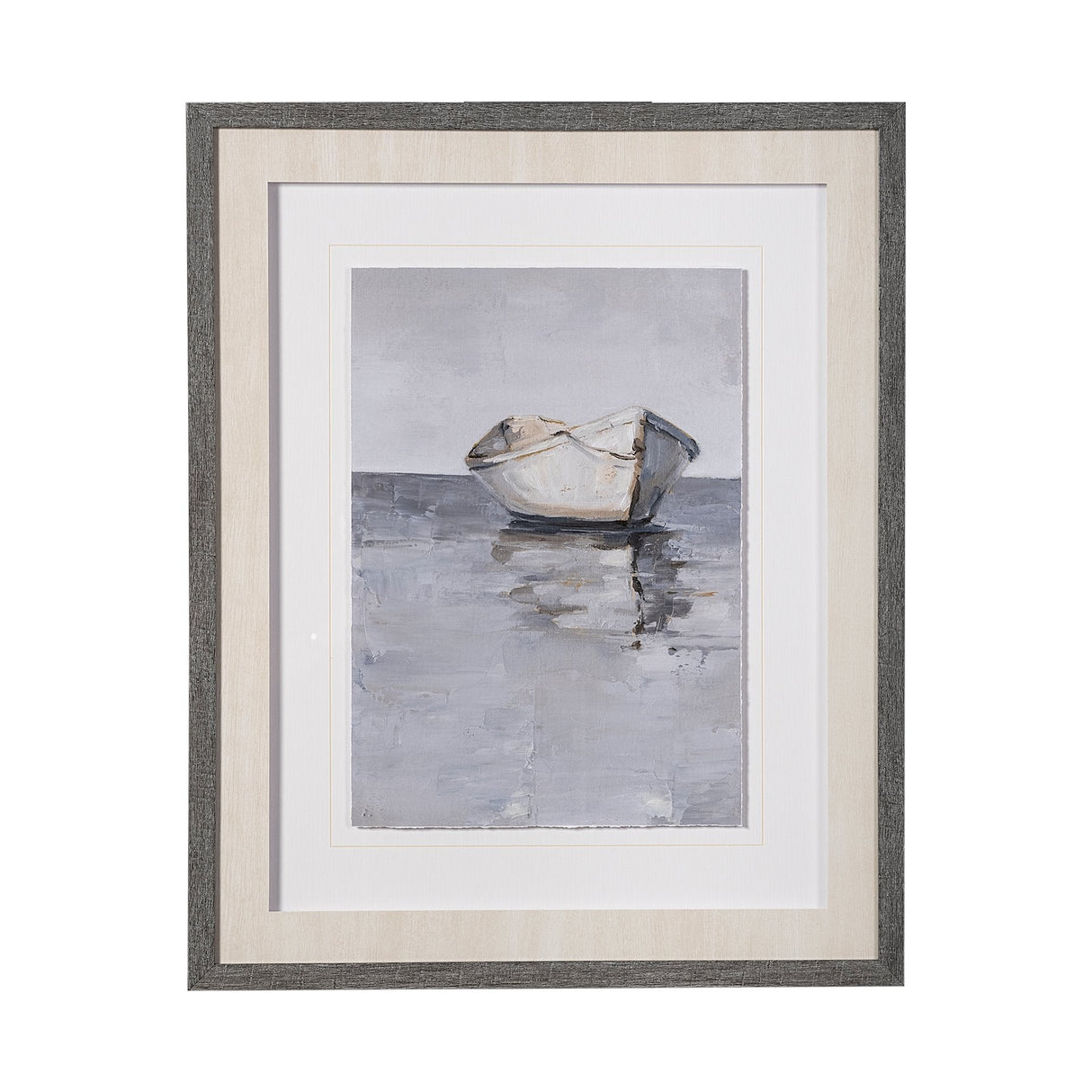 Boat on the Horizon I by Ethan Harper Hand Embellished Textured Framed Art Print Matted under Glass by Mercana at Eve Furniture