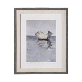 Boat on the Horizon I by Ethan Harper Hand Embellished Textured Framed Art Print Matted under Glass by Mercana at Eve Furniture
