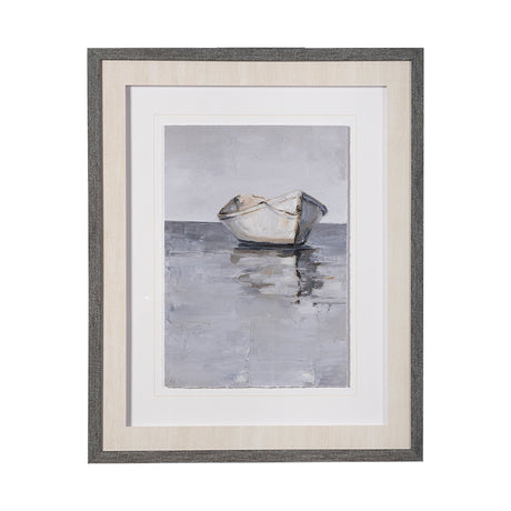 Boat on the Horizon I by Ethan Harper Hand Embellished Textured Framed Art Print Matted under Glass by Mercana at Eve Furniture