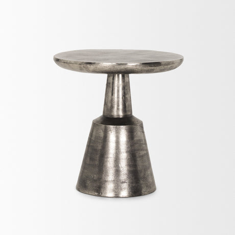Bobbi Textured Polished Nickel Cast Aluminum Metal Accent Table by Mercana at Eve Furniture