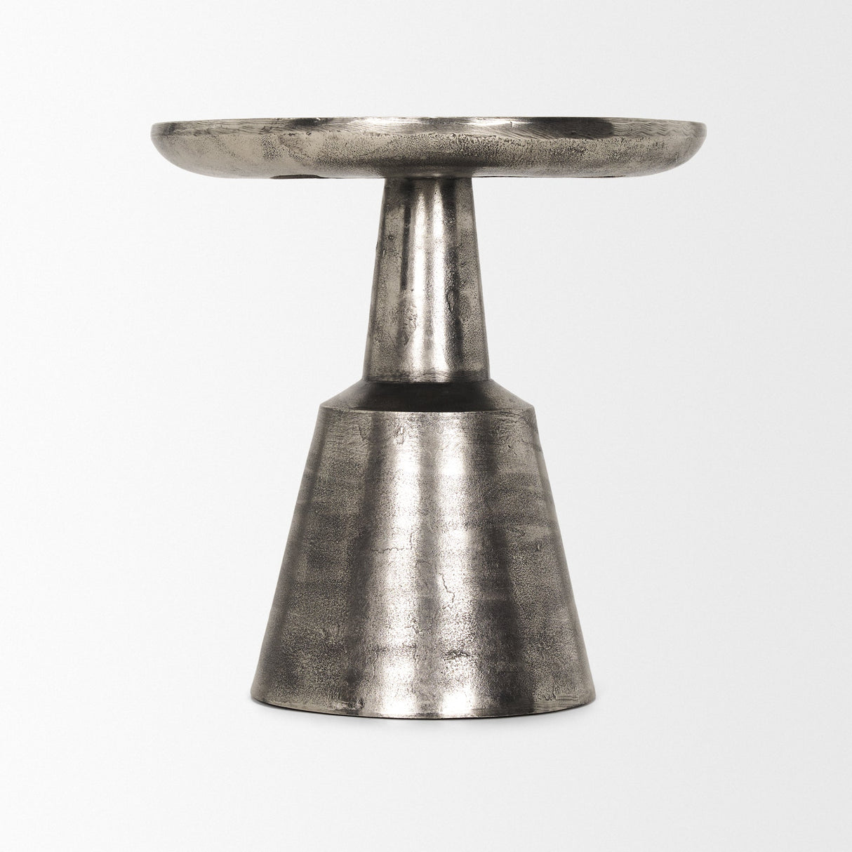 Bobbi Textured Polished Nickel Cast Aluminum Metal Accent Table by Mercana at Eve Furniture