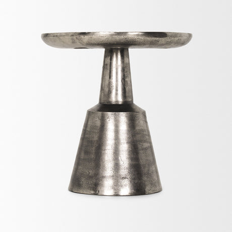Bobbi Textured Polished Nickel Cast Aluminum Metal Accent Table by Mercana at Eve Furniture