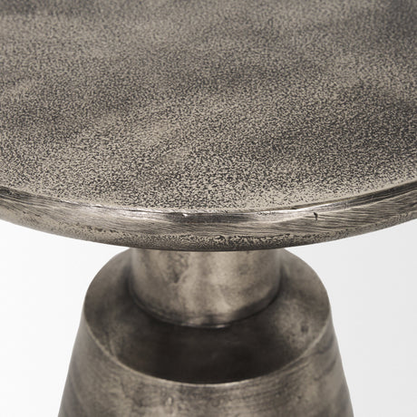 Bobbi Textured Polished Nickel Cast Aluminum Metal Accent Table by Mercana at Eve Furniture