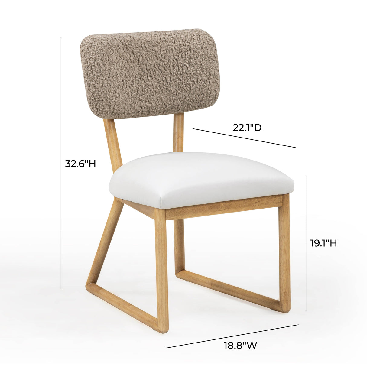 Bobbie Cream Vegan Leather and Grey Vegan Shearling Dining Chair by TOV Furniture at Eve Furniture