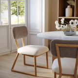 Bobbie Cream Vegan Leather and Grey Vegan Shearling Dining Chair by TOV Furniture at Eve Furniture