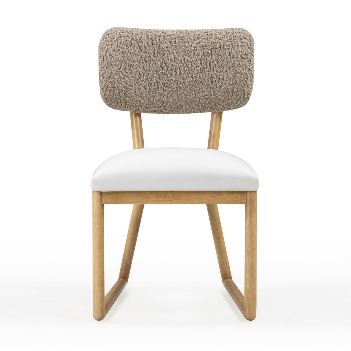 Bobbie Cream Vegan Leather and Grey Vegan Shearling Dining Chair by TOV Furniture at Eve Furniture
