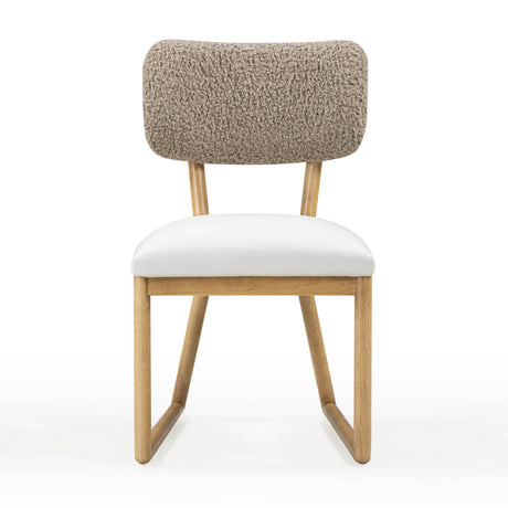 Bobbie Cream Vegan Leather and Grey Vegan Shearling Dining Chair by TOV Furniture at Eve Furniture