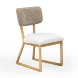 Bobbie Cream Vegan Leather and Grey Vegan Shearling Dining Chair by TOV Furniture at Eve Furniture