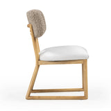 Bobbie Cream Vegan Leather and Grey Vegan Shearling Dining Chair by TOV Furniture at Eve Furniture