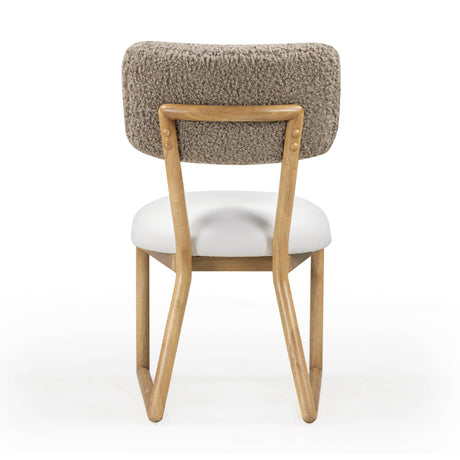 Bobbie Cream Vegan Leather and Grey Vegan Shearling Dining Chair by TOV Furniture at Eve Furniture