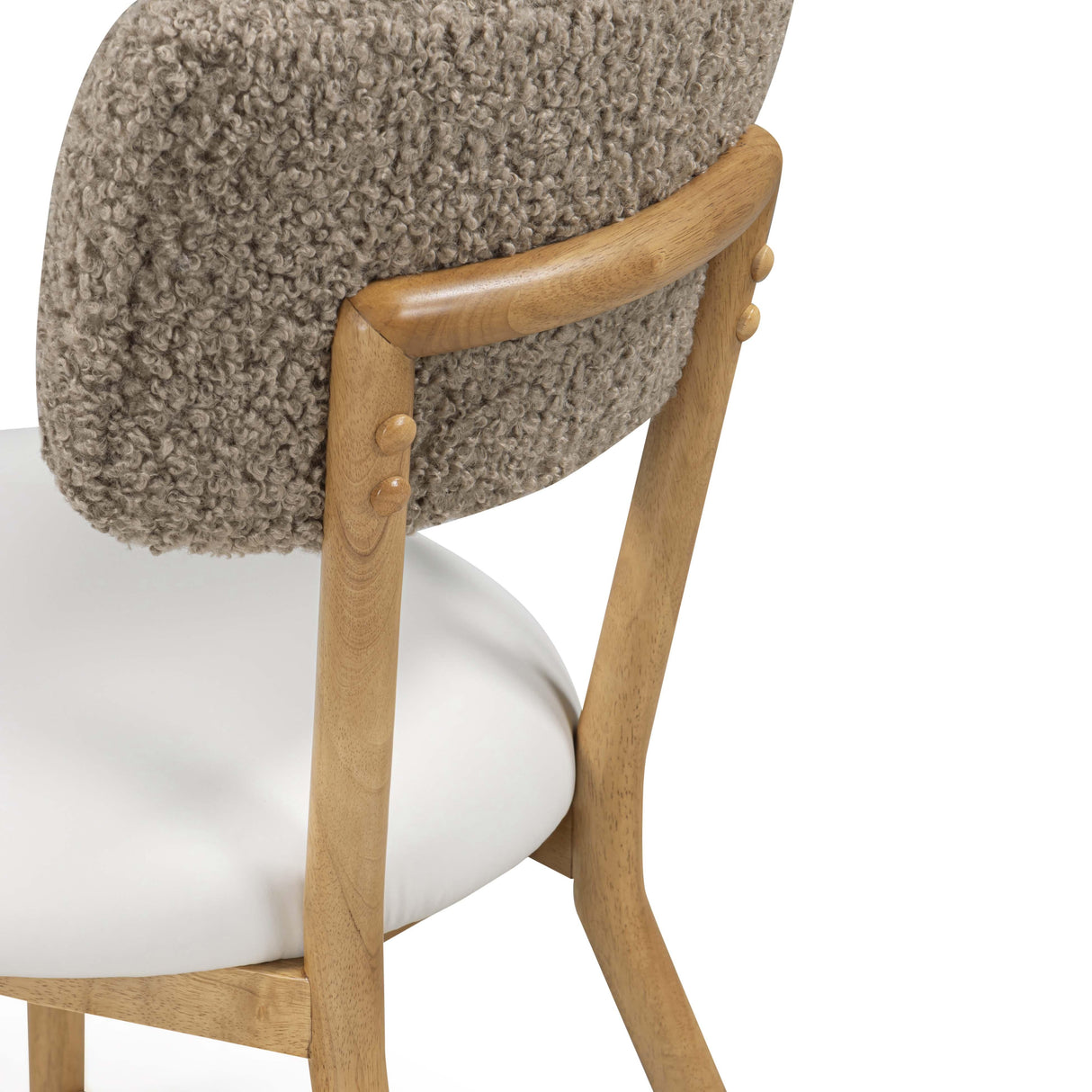 Bobbie Cream Vegan Leather and Grey Vegan Shearling Dining Chair by TOV Furniture at Eve Furniture
