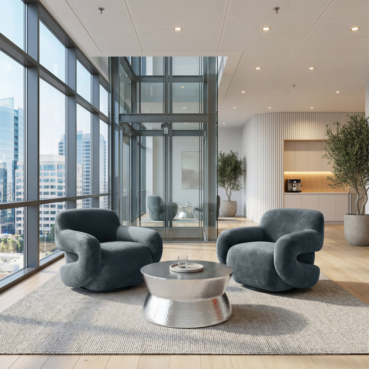 Boble Storm Gray Swivel Chair by Zuomod at Eve Furniture