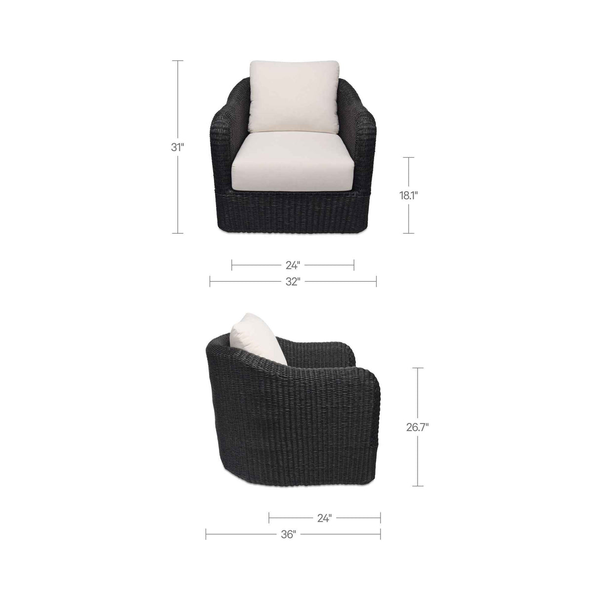 Bodhi Charcoal Outdoor Swivel Accent Chair by Moe's Home at Eve Furniture