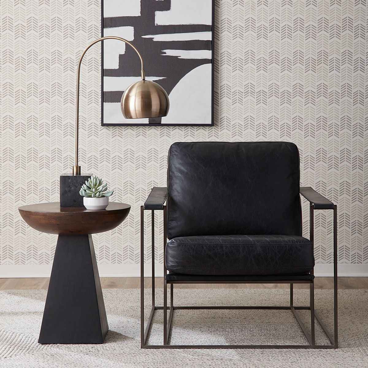 Bogart Modern 30" Accent Chair in Ebony Black Leather by Home Trends & Design at Eve Furniture