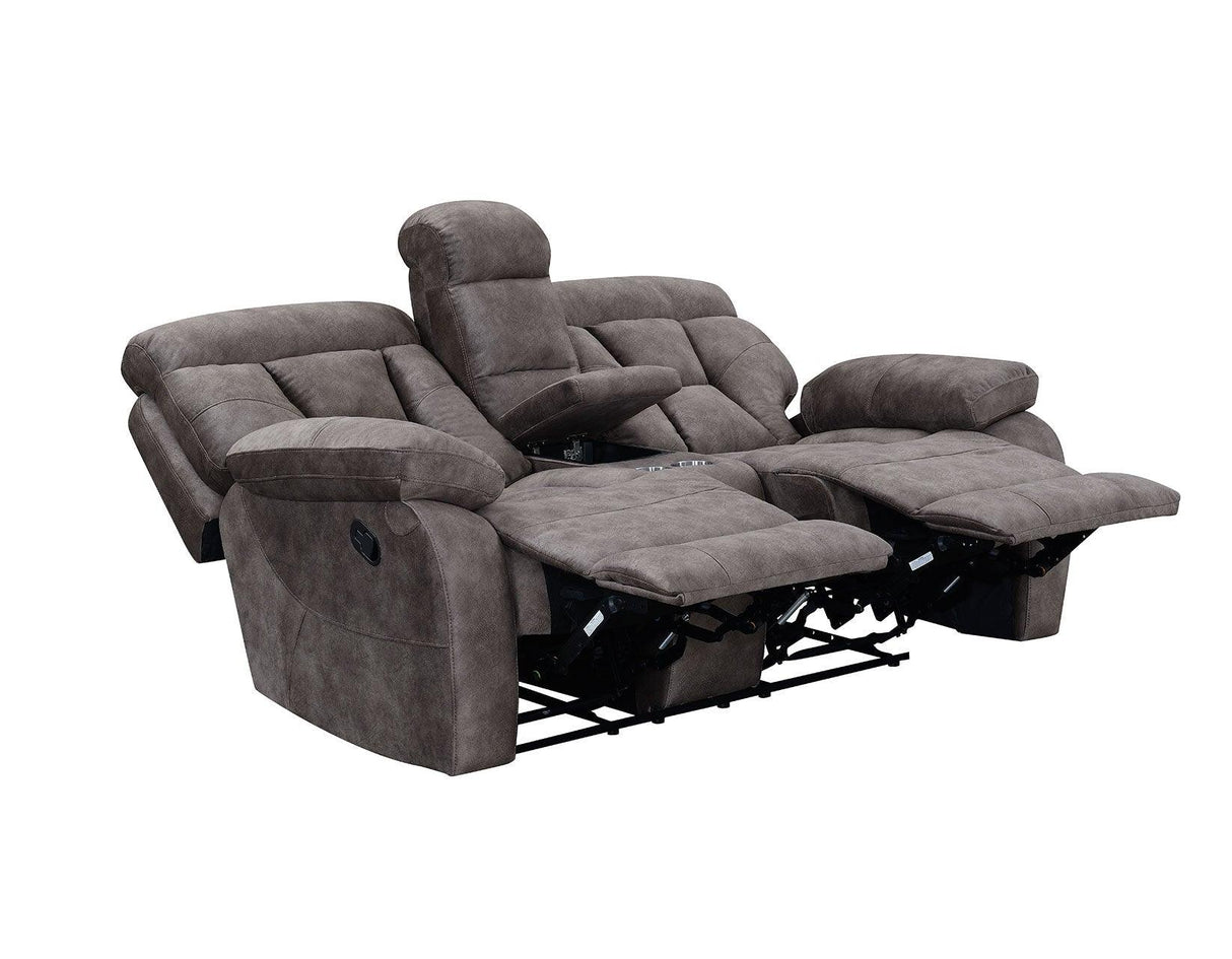 Bogata Dark Grey Manual Reclining Console Loveseat by Steve Silver at Eve Furniture