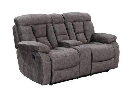 Bogata Dark Grey Manual Reclining Console Loveseat by Steve Silver at Eve Furniture