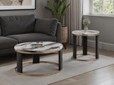 Bogor White/Gold/Black Round Cocktail Table