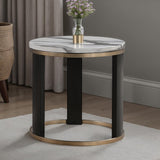 Bogor White/Gold/Black Round End Table
