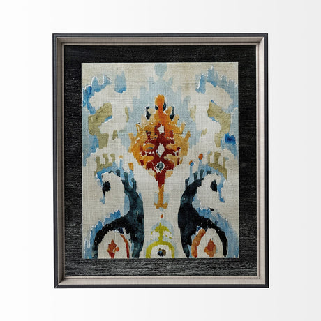 Bohemian Ikat V by Chariklia Zarris a Hand Embellished Textured Framed Art Print Matted under Glass by Mercana at Eve Furniture