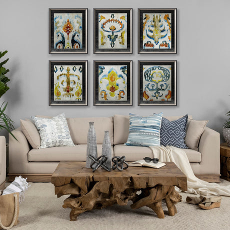 Bohemian Ikat V by Chariklia Zarris a Hand Embellished Textured Framed Art Print Matted under Glass by Mercana at Eve Furniture