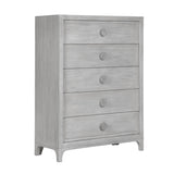 Boho Chic Five-Drawer Chest in Washed White by Modus Furniture at Eve Furniture