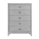 Boho Chic Five-Drawer Chest in Washed White by Modus Furniture at Eve Furniture