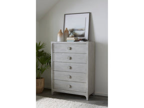 Boho Chic Five-Drawer Chest in Washed White by Modus Furniture at Eve Furniture