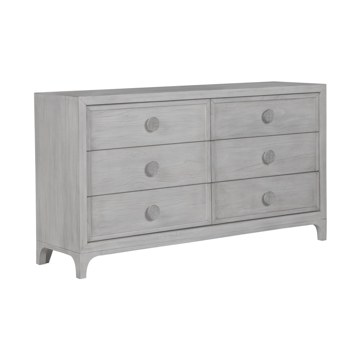 Boho Chic Six-Drawer Dresser in Washed White by Modus Furniture at Eve Furniture