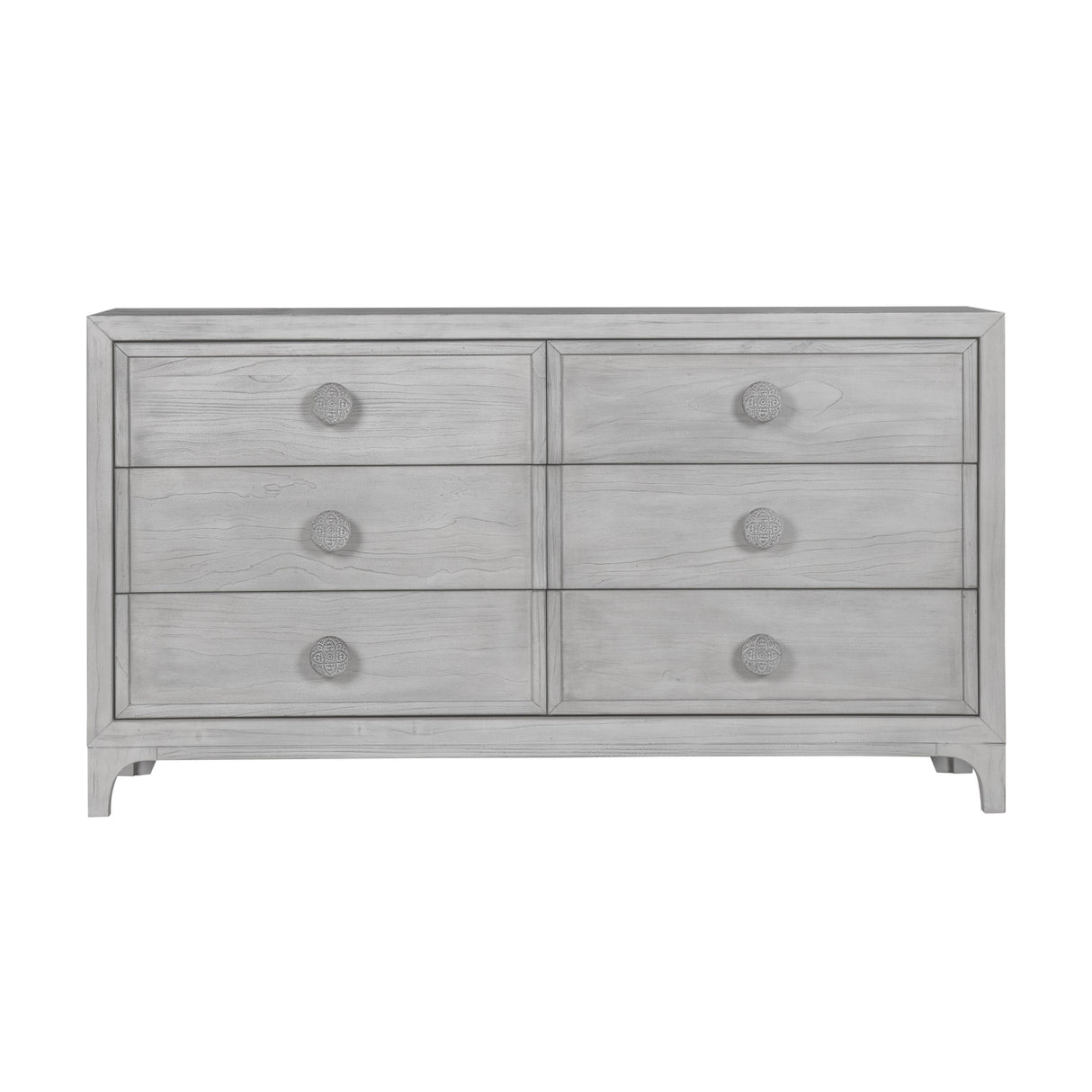 Boho Chic Six-Drawer Dresser in Washed White by Modus Furniture at Eve Furniture