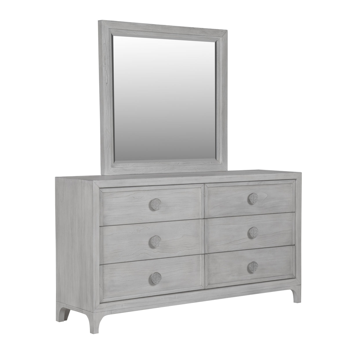 Boho Chic Six-Drawer Dresser in Washed White by Modus Furniture at Eve Furniture