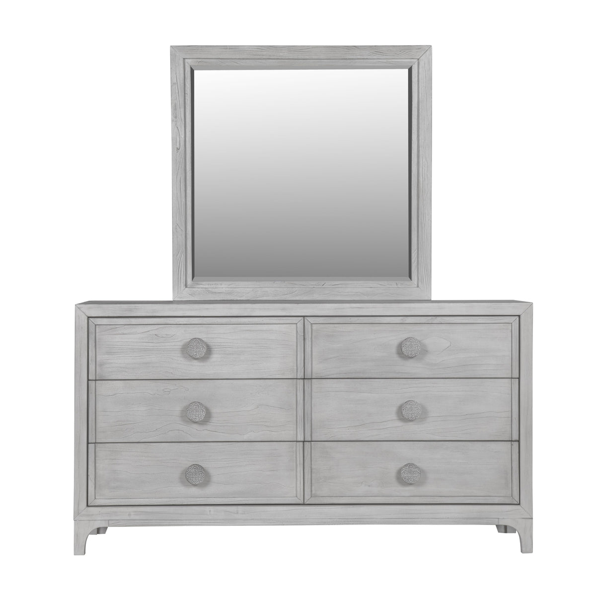 Boho Chic Six-Drawer Dresser in Washed White by Modus Furniture at Eve Furniture