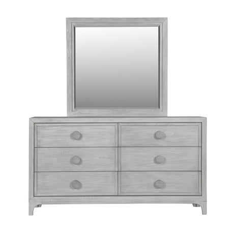 Boho Chic Six-Drawer Dresser in Washed White by Modus Furniture at Eve Furniture
