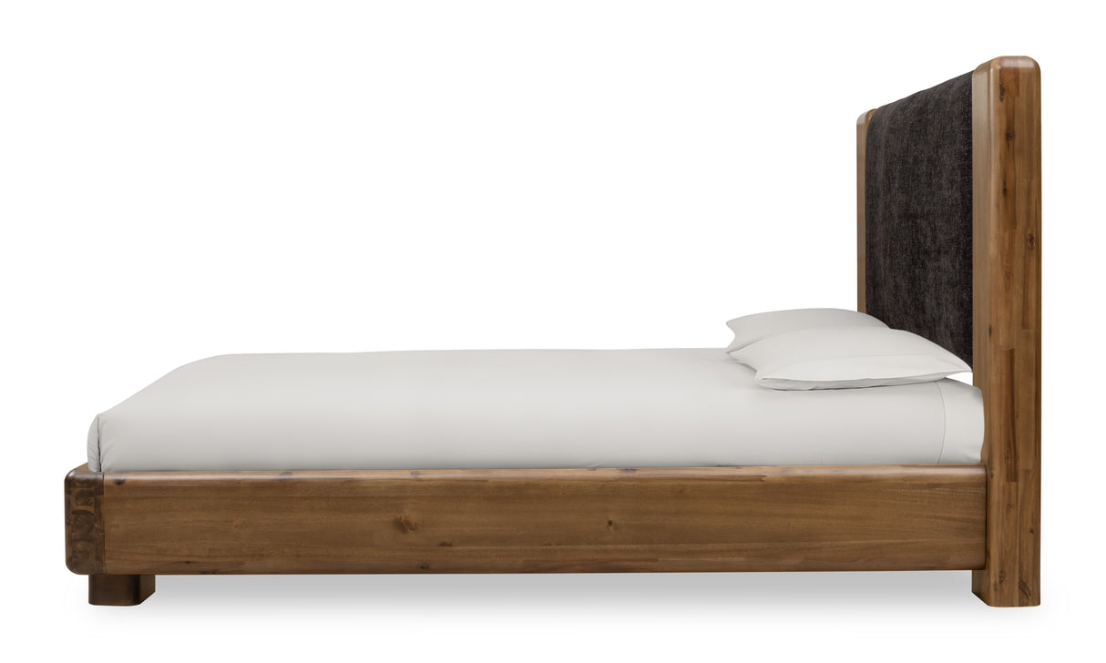 Boka Chenille Upholstered Acacia Wood Eastern King Platform Bed in Black and Impala by Modus Furniture at Eve Furniture