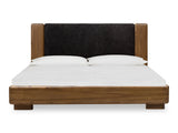 Boka Chenille Upholstered Acacia Wood Queen Platform Bed in Black and Impala by Modus Furniture at Eve Furniture