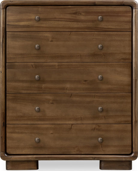 Boka Impala Five Drawer Acacia Wood Chest by Modus Furniture at Eve Furniture
