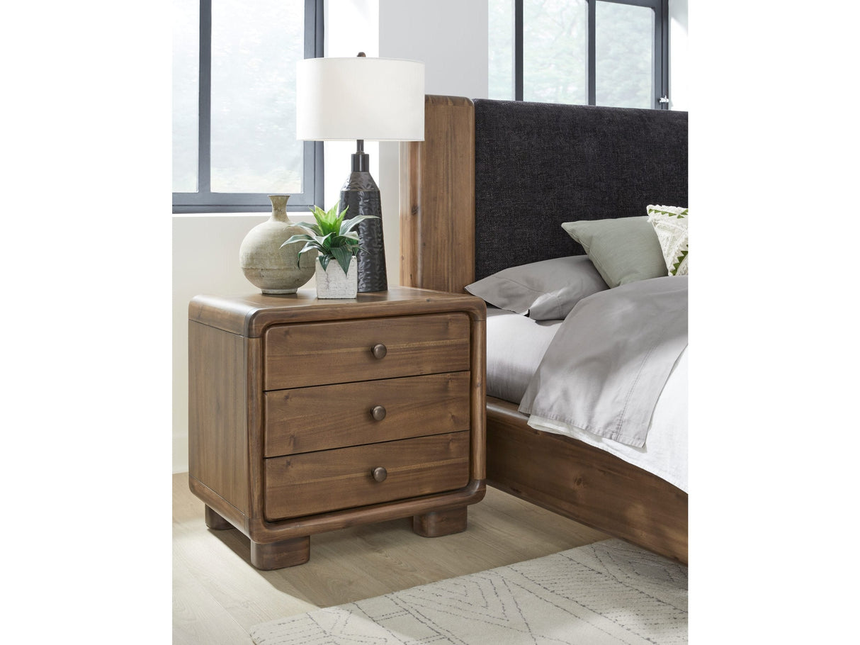 Boka Impala Three Drawer Acacia Wood Nightstand by Modus Furniture at Eve Furniture