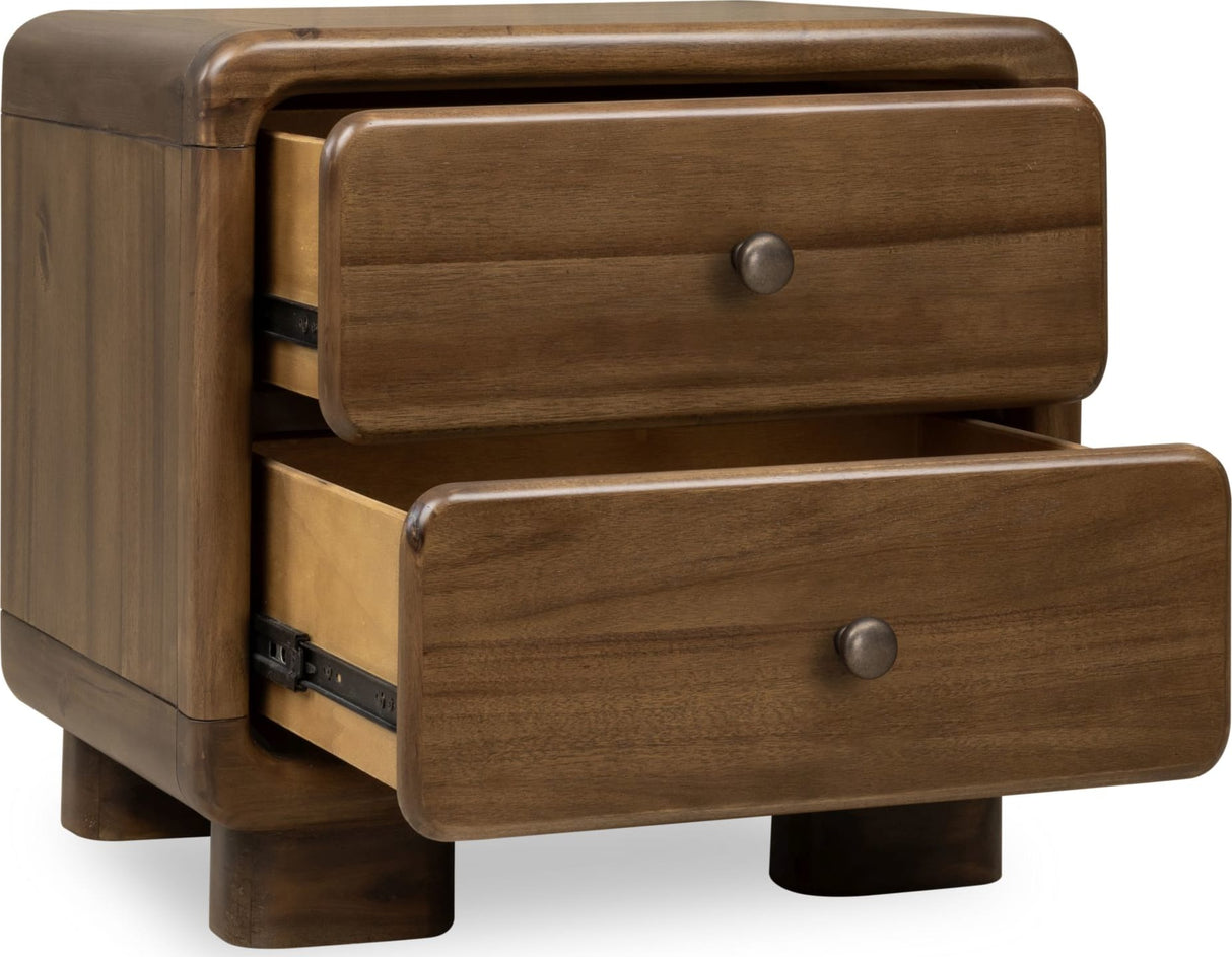 Boka Impala Two Drawer Acacia Wood Nightstand by Modus Furniture at Eve Furniture