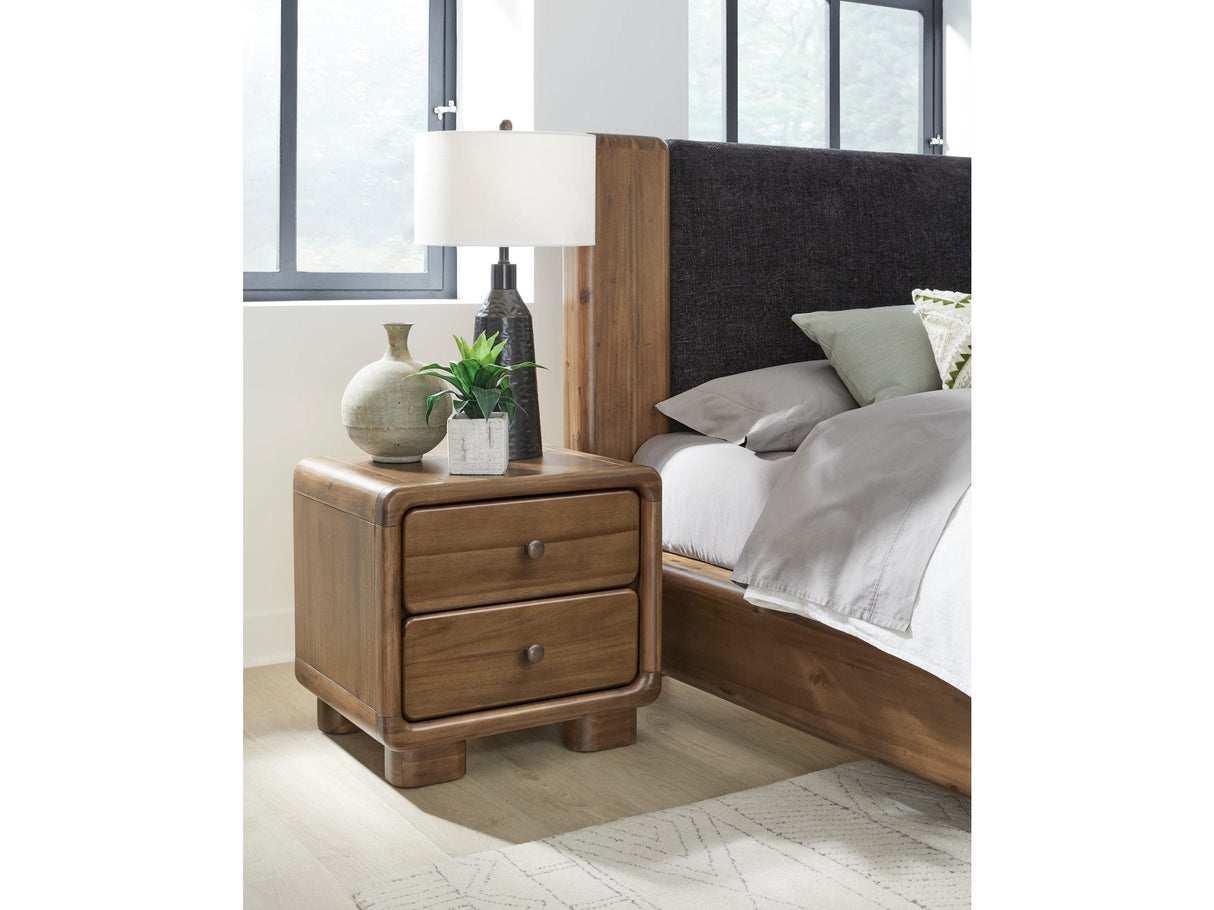 Boka Impala Two Drawer Acacia Wood Nightstand by Modus Furniture at Eve Furniture