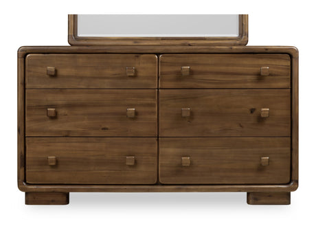Boka Six Drawer Acacia Wood Dresser in Impala by Modus Furniture at Eve Furniture