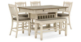 Bolanburg Antique White Counter Height Dining Table and 4 Barstools and Bench by Ashley at Eve Furniture