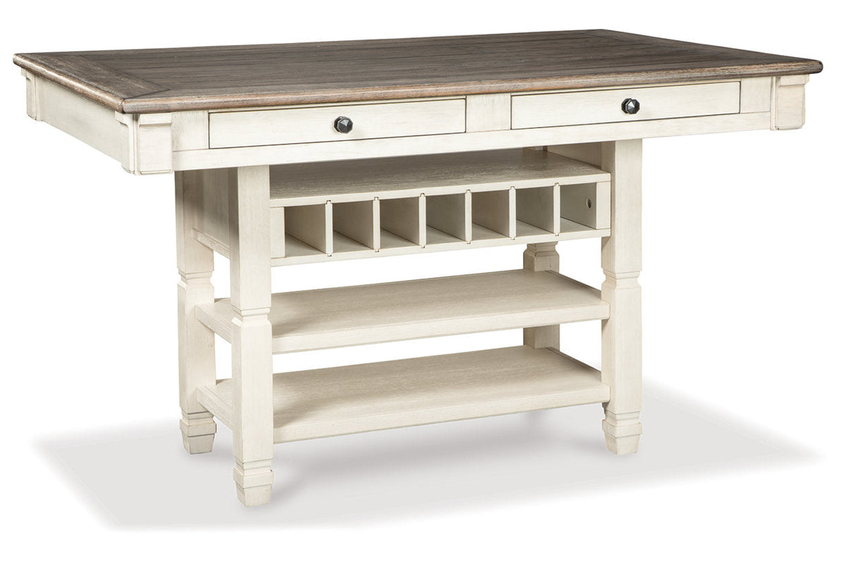 Bolanburg Antique White Counter Height Dining Table and 4 Barstools and Bench by Ashley at Eve Furniture