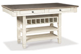 Bolanburg Antique White Counter Height Dining Table and 4 Barstools and Bench by Ashley at Eve Furniture