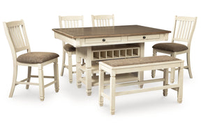 Bolanburg Antique White Counter Height Dining Table and 4 Barstools and Bench by Ashley at Eve Furniture
