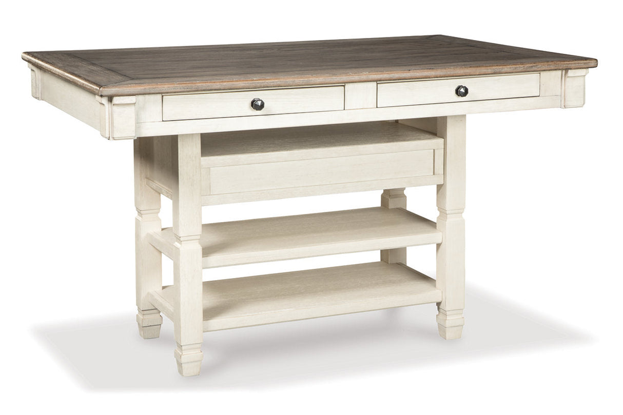 Bolanburg Antique White Counter Height Dining Table with 6 Barstools by Ashley at Eve Furniture