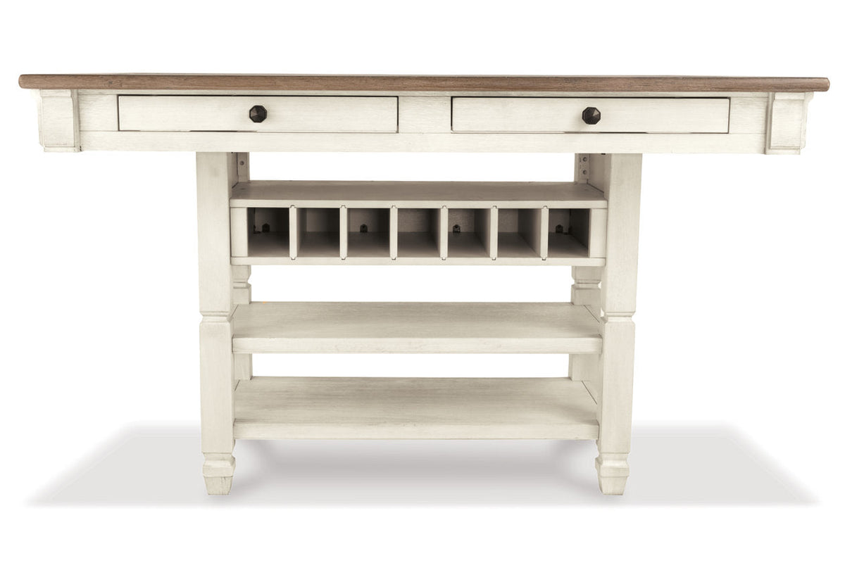 Bolanburg Antique White Counter Height Dining Table with 6 Barstools by Ashley at Eve Furniture