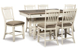 Bolanburg Antique White Counter Height Dining Table with 6 Barstools by Ashley at Eve Furniture