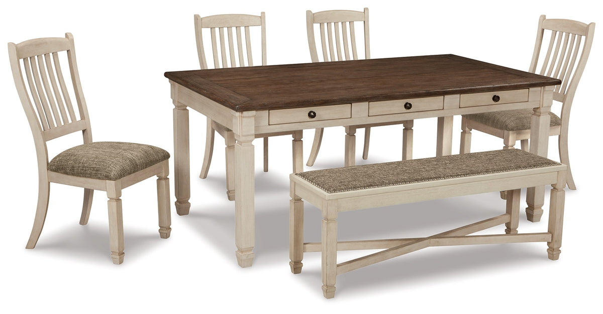 Bolanburg Antique White Dining Table with 4 Chairs and Bench by Ashley at Eve Furniture
