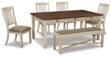 Bolanburg Antique White Dining Table with 4 Chairs and Bench by Ashley at Eve Furniture